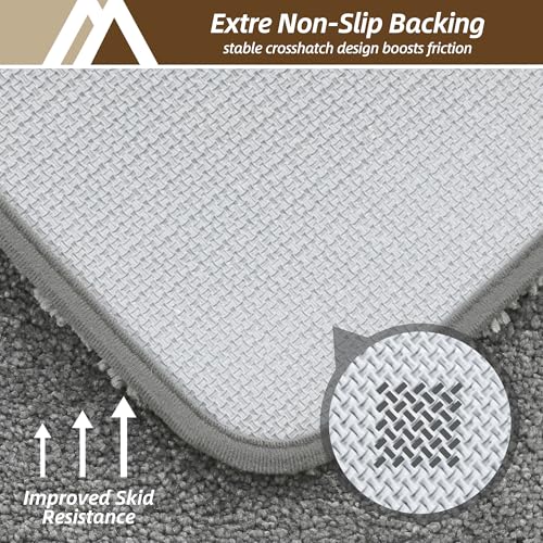 COSY HOMEER Extra Thick Bath Rugs for Bathroom - Anti-Slip Bath Mats Soft Plush Yarn Shaggy 100% Strong Mirco Polyeste Mat Living Room Bedroom Mat Floor Water Absorbent(Grey,16x24 - Inches) - color: Grey, size: 1'4" X 2' (Rectangular)