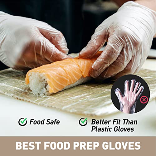 OKIAAS Disposable Gloves M, Food Safe | Latex-Free and Powder-Free Clear Vinyl Gloves for Cooking, Food Prep, Household Cleaning | Medium,100 Counts/Box - color: Clear - Box of 100, size: Medium (Pack of 100)