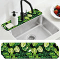 2 Pcs Kitchen Sink Splash Guard Faucet Mat Monstera Leaves Pattern Faucet Mat for Sinks Absorbing Drying Mats for Kitchen Bathroom - color: Monstera Leaves