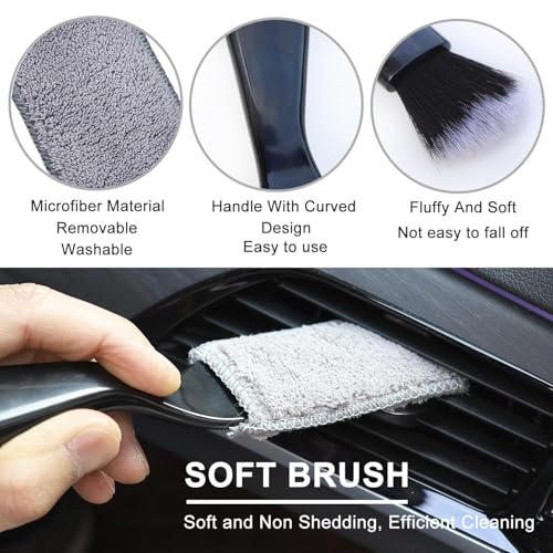 4PCS Car Interior Cleaning Brushes Car Interior Detailing Brush Car Detail Soft Brush Kit Interior Detailing Kit Tools Duster Brush for Auto Truck SUV Interior Cleaning Equipment