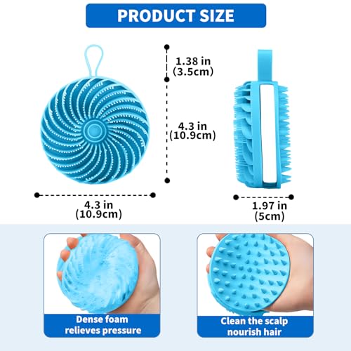 Larger Silicone Body Scrubber&Scalp Massager Hair Growth,Dual Sided Dual-Use,Exfoliating Body Scrubber,Wet&Dry Brush for Hair Massager Scalp,Silicone Shower Scrubber (Blue) - color: Blue
