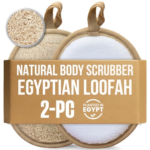 SERRENTO Loofah Body Scrubber, Natural Luffa Shower Sponge, 2 Count - color: Beige