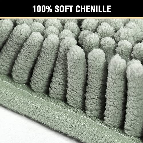 H.VERSAILTEX Bath Rugs for Bathroom Slip-Resistant Shag Chenille Bath Rugs Mat Extra Soft and Absorbent Bath Rug for Shower Room Machine-Washable Fast Dry (Sage, 20" x 32"/17" x 24") - color: Sage, size: 20" x 32" Plus 17" x 24"