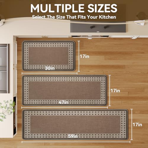 Kitchen Mats for Floor, 17''x59'' Washable Absorbent Kitchen Mat Non Slip, Braided Kitchen Runner Rug, Kitchen Sink Rug, Brown - color: B Graphic Brown, size: 17''x59''
