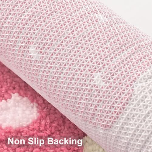 Anybar U-Shaped Toilet Rug 20x24'' - Super Soft Absorbent Bathroom Mat with Cute Strawberry & Flower Design, Non-Slip Quick-Dry Washable Contour Rug for Toilet, Bath Mats for Bathroom Decor（Beige） - color: Beige, size: 1'8" x 2' (U-Shape)