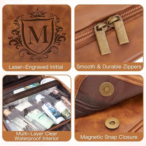 Personalized Dad Gifts from Daughter Son 3-in-1 Mens Toiletry Travel Bag, Unique Hanging Shaving Bag Valentines Easter Fathers Day Birthday Gifts for Men Father New Dad Grandpa Light Brown A - color: Light Brown, style: A