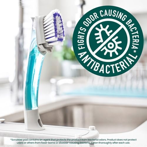 Scotch-Brite Odor Resist Soap Control Dishwand Brush, Non-Scratch Cleaning Brush with Scraper, Stands Upright, 1 Count (Pack of 4) - size: 1 Count (Pack of 4)