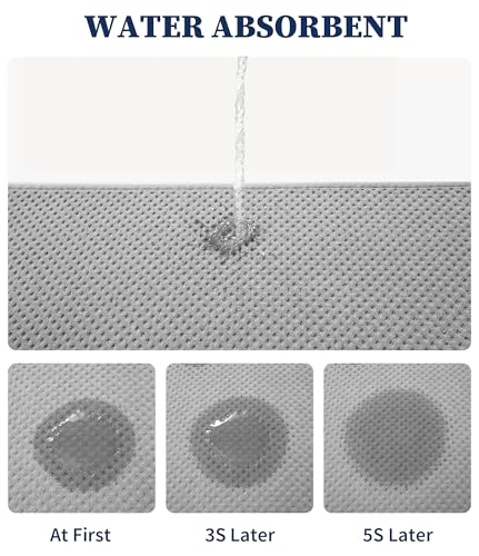 YIHOUSE Bathroom Rug Sets 3 Piece, Ultra Thin Quick Dry Bath Mat, Absorbent Bath Mat for Bathroom Non Slip Machine Washable Bath Rug (Light Grey) - color: Light Grey, size: 3 Pieces