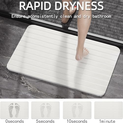 YEECOPON Stone Bath Mat Diatomaceous Earth Bath Mat Non-Slip Super Absorbent Bath Mats for Bathroom Quick Drying Diatomite Stone Shower Mat Large Natural Easy to Clean
