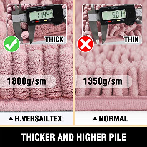H.VERSAILTEX Bathroom Rugs Bath Mat Bath Rugs Bath Mats for Bathroom Non Slip Extra Thick Buncy Soft Chenille Bath Rug Fulffy Shag, Indoor Rug Carpet for Entry Living Room (Coral Pink, 20" x 32") - color: Coral Pink, size: 20" x 32"