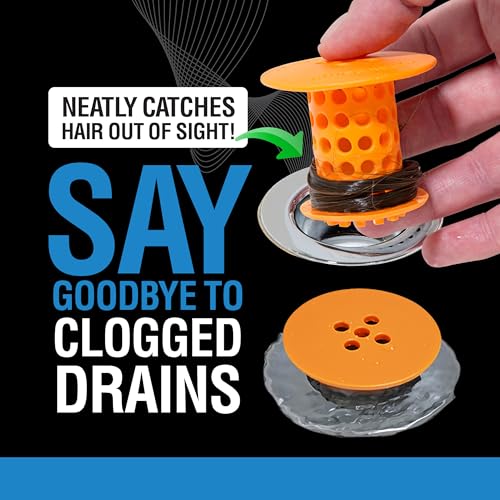 TubShroom Bathtub Drain Hair Catcher – In-Drain Tub Strainer & Clog Prevention Protector, Fits Standard 1.4”–1.75” Tub Drains, Easy Clean, Captures Human & Pet Hair out of Sight (Orange) - color: Orange