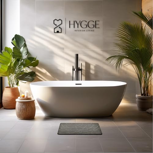 Diatomaceous Earth Stone Bath Mat - Ash Bloom | Modern Fast Dry Bathroom Floor Shower Mat, Quick Drying Premium Luxury Diatomite Spa Stone Gift, Non-Slip Base, 23.6” x 15.4” - color: Ash Bloom