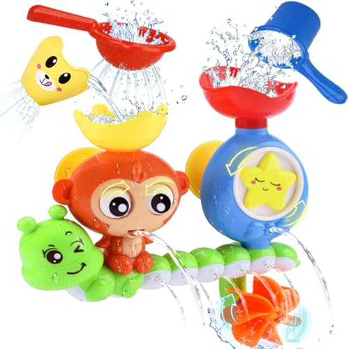 Bath Toys for Kids Ages 1-3 Toddler Bath Toys for Babies 1 2 3 Year Old Boys Girls Water Bathing Tub Toy for 12 18 Months Infant with Cups - style: Monkey Bath Toy