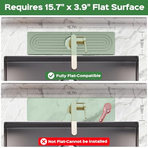 15.7 Inch Stone Faucet Mat for Kitchen Sink Splash Guard - Diatomite Quick Dry Stone Mat Kitchen Sink Protectors, Water-Absorbent Faucet Handle Drip Catcher Tray with Drainage (Gray, 15.7" x 3.9")