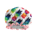 WIRESTER Elastic Reusable Bathing Hair Cap, Waterproof Shower Cap, Fashion Bath Cap for Women Girls - Colorful Pineapples