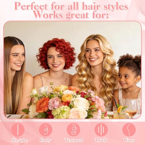 5Pcs Pink Hair Brushes for Women Hair Comb Set Detangler Brush for Men and Women Wet, Dry, Curly and Straight Hair - color: Pink