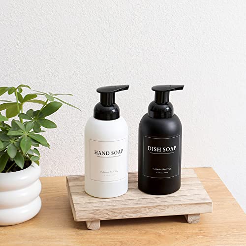rejomiik 2 Pack Foaming Soap Dispenser Thick Glass Foam Hand Soap Dispenser for Bathroom or Kitchen Sink, 13 oz Pump Bottles for Hand soap, Body Wash, Matte Black and White - color: Black and White