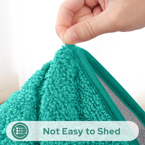 HOMEIDEAS Teal Bathroom Rug Set 2 Piece, Soft Microfiber Tufted Bath Mats, Super Absorbent Non Slip, Machine Washable Bathroom Rugs for Tub, Shower and Floor, 20" x 32" Plus 16" x 24" - color: Teal