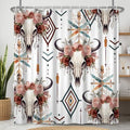 Fabric Shower Curtain with Hooks, Waterproof & Washable Polyester, Boho Western Aztec Cow Bull Skull Floral Shower Curtains for Bathroom, Retro Farmhouse Rustic Bathroom Curtain, 71x74 Inch - color: Boho Bull Skull