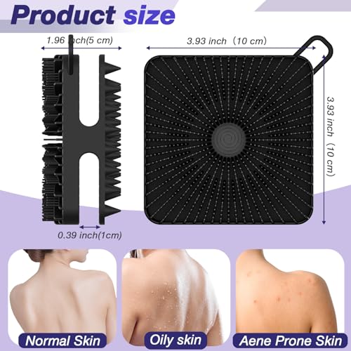 Manmihealth Dual-Sided Silicone Body Scrubber Scalp Massager 4 PCS, 2-in-1 Silicone Shower Shampoo Brush for Men and Women, Exfoliating Silicone Loofah with Soap Bag, Lather Well (Black+Pink) - color: Shower Brush (Black+pink)
