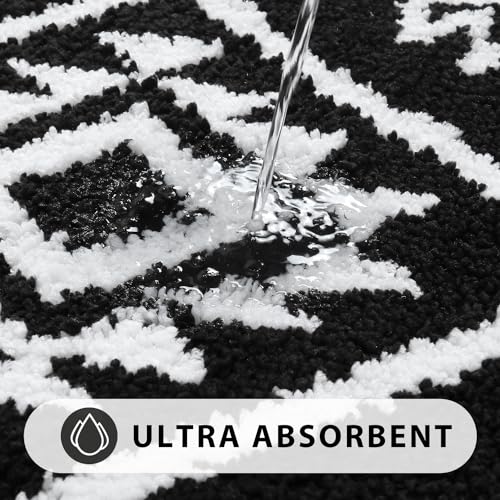 Uphome Boho Bathroom Runner Rug Black Tribal Long Bathroom Rug Western Non-Slip Washable Bath Mat Luxury Soft Absorbent Modern Bath Rugs for Shower Kids Room Entryway, 18x47 inch - size: 18x47 inch