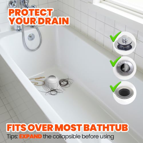 Shower Drain Hair Catcher - Bathtub Drain Cover Foldable Silicone，Shower Drain Protector for Pop-Up and Regular Drains of Shower,Tub, Bathroom, Sink,Grey - color: Gray