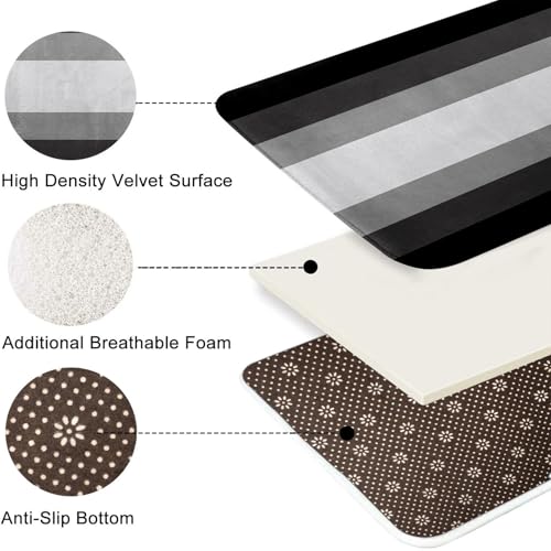 ArtSocket Black Grey Ombre Bathroom Set with Shower Curtain and Bath Rugs and Accessories,Modern Striped Lines Gray Non-Slip Shower Curtain Set,Bathroom Decor 3 Pcs - color: Black Striped Ombre