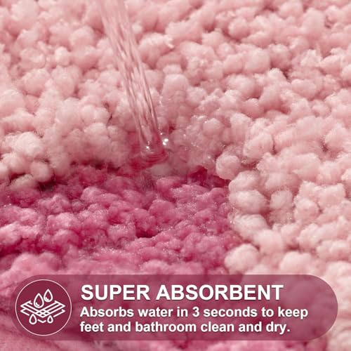 ORTIGIA Small Pink Scalloped Bath Mat, Cute Plush Microfiber Scallop Bathroom Rugs Non Slip Washable Quick Dry Absorbent, Bathmat Carpet for Shower Stall Vanities Kitchen Floor Entrance, 17x24 - color: Candy Pink, size: 1'5" X 2'(rectangular)