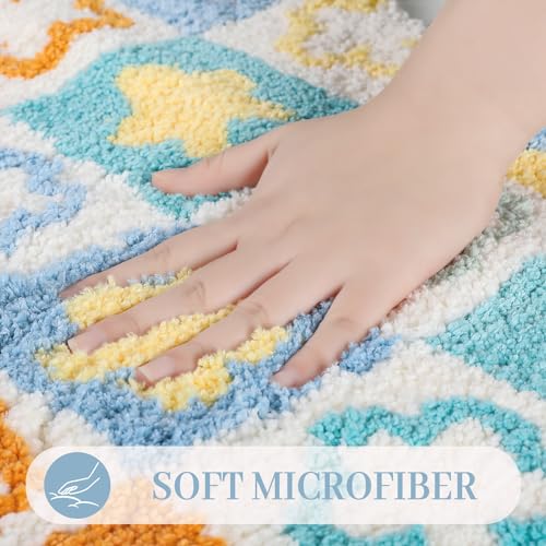 Flower Toilet Rug U Shaped, Soft Bathroom Toilet Rug Non Slip Bath Mat Absorbent Machine Washable 20 x 22 Inches, Colorful Flowers - color: Flowers