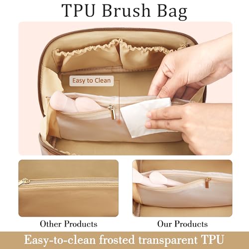 Initial Makeup Bag Gifts for Women Bridesmaid Gifts Travel Toiletry Personalized PU Leather Waterproof Cosmetic Bag (Medium-Pink-O) - color: MediumPink, style: O