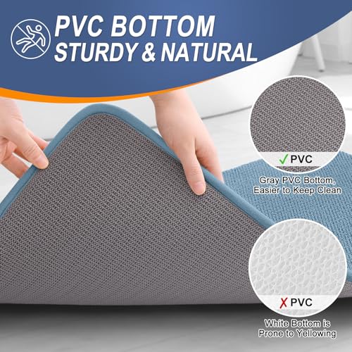 OLANLY Bathroom Rugs Sets 2 Piece, Soft Absorbent Memory Foam Bath Rug Set, Non-Slip, Quick Dry, Machine Washable Bath Mats for Bathroom, Home Decor Accessories (30"x20"+24"x16", Airy Blue) - color: Airy Blue, size: 30" X 20" + 24" X 16"