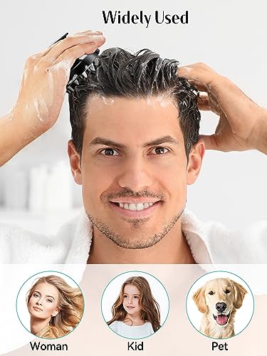 HEETA Scalp Massager Hair Growth 2-Pack, Soft Silicone Scalp Scrubber Shampoo Brush for Exfoliation Dandruff Removal Head Massage Stress Relax, Wet & Dry Use for Women Men Thick Thin Curly Hair Care - color: Red & Black