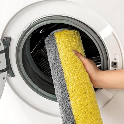 MIULEE Yellow Grey Bathroom Rug 16 * 48 Inch, Soft Thick Microfiber Striped Bath Mat, Non Slip Fluffy Plush Machine Washable Quick Dry for Bathroom Decor, Floor Tub and Shower - size: 16”x48”