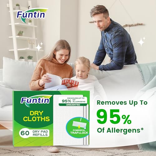 Funtin Thickened Mop Pads for Swiffer Sweeper, Unscented Disposable Mopping Cloths, Dry & Wet Use for Dirt, Dust, Hair, Home, Bathroom, Kitchen (60ct) - color: 60ct