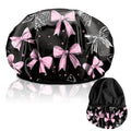 Luxury Shower Cap Terry Lined Reusable Triple Layer Waterproof Hair Elastic Caps Shower Bath Hat for Women Girls Cute Aesthetic-Bowknot - color: AL19-Bowknot