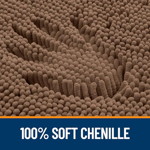 OLANLY Toilet Rugs U-Shaped 20x20, Extra Soft Absorbent Chenille Contour Bathroom Rugs for Toilet, Dry Quickly, Machine Washable, Non-Slip Bath Mat, Mocha - color: Mocha, size: 20" X 20" Contour Rug