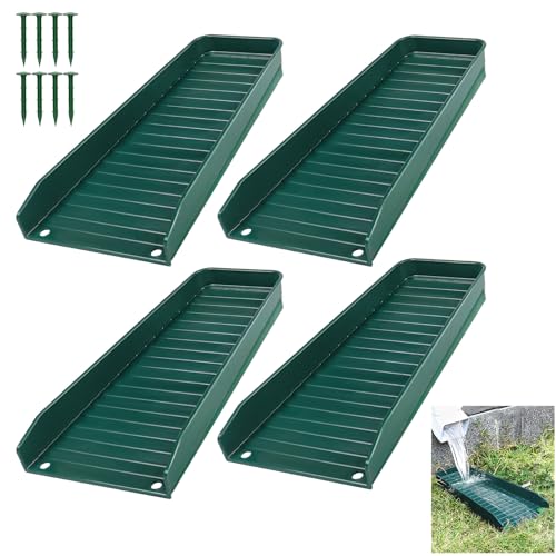 Rain-Gutter Downspout Splash Block - Gutter Downspout Extensions for Rainwater Drainage, Lader Downwards Design, 16" Fixable Downspout Extender with 8 Fixing PP Nails (4, Green) - color: Green, size: 4Pack