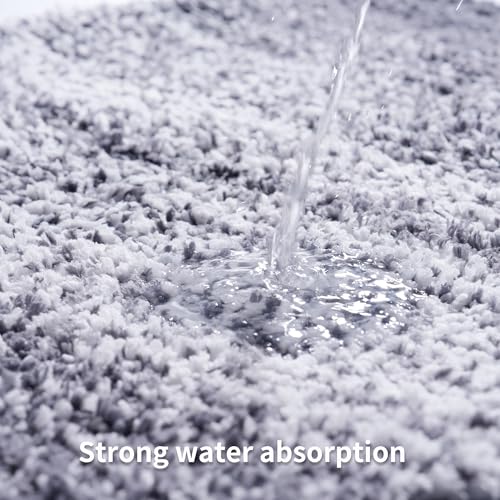Bathroom Rugs Sets 3 Pieces Microfiber - Upgrade Non-Slip Thermo-Plastic Rubber Bottom- Quick Dry - Machine Wash for Bedroom, Tub, Living Room（Gradient Grey） - color: Gradient Grey