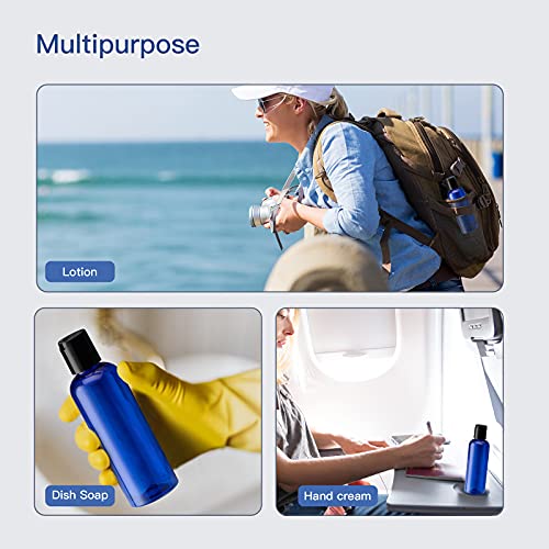 Travel Bottles for Toiletries 3.4 oz - Travel Size Containers for Shampoo Plastic - Small Empty Lotion Squeeze Bottle for Liquid TSA Approved - Leak Proof Mini Conditioner Refillable Blue 100ml - color: Blue