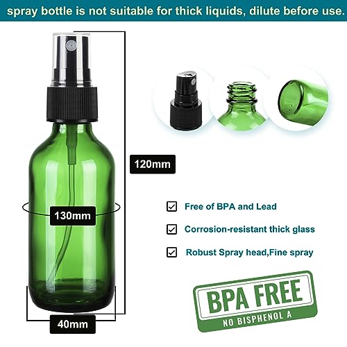 NOOEEISS Green Glass Small Spray Bottle 2 oz 48 Packs,Fine Mist Sprayer Small Clear Bottles,Refillable Containers mini spray bottles for Cleaning Solutions and Skin Care (Green 48pcs) - color: Green, size: 48Pack
