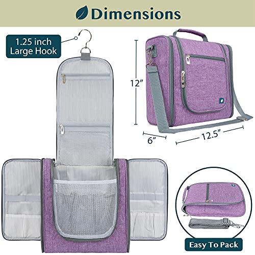 PAVILIA Extra Large Toiletry Bag Travel Bag for Women Men, Hanging Cosmetic Organizer, Water Resistant Makeup Bag for Accessories Toiletries, Travel Essentials Kit (Purple) - color: Purple, size: Extra Large (12x6x12.5)