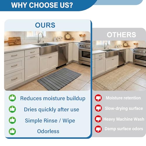 ELAMORE Foldable Stone Bath Mat – Diatomaceous Earth Bath Mat, Super Absorbent Quick Dry Shower Mat, Non Slip Bathroom Floor Mat, 28 x 16 Inches Gray - size: 28" x 16" (Rectangular)