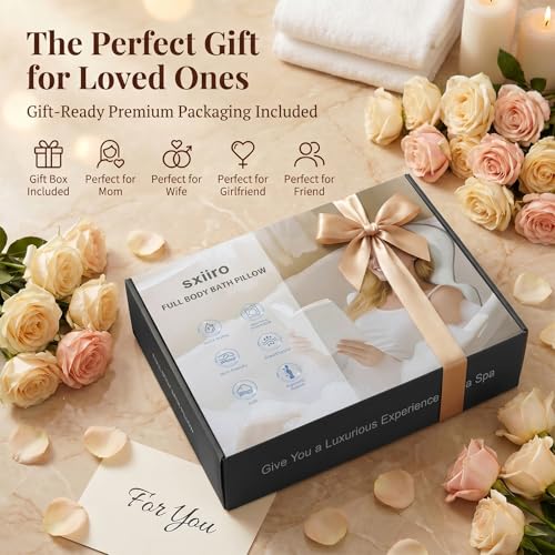 Full Body Bath Pillow, Luxury Bath Cushion with 192 Suction Cups, Bath Pillows for Tub for Head and Neck Support, with Laundry Bag White, 51" x 16" - size: 51" x 16"(Upgrade）