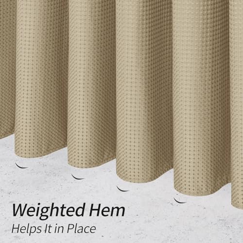 MitoVilla Beige Shower Curtain with Snap-in Liner, Modern Weave Fabric Shower Curtain for Luxury Hotel & Spa Bathroom Decor, 72 x 72, Beige/Khaki - color: Beige, size: 72"W x 72"L (Pack of 1)
