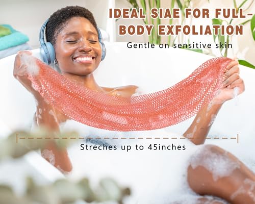 2 Pack African Net Sponge Exfoliating Body Scrubber Bath Sponge for Daily Use (Blush+Champange) - color: Blush+champange