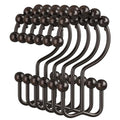 Amazer Shower Curtain Rings, Rust-Resistant Metal Double Shower Hooks for Curtain Rolling Shower Curtain Hooks Rings Shower Rings for Bathroom Shower Curtain Rod, Bronze, Set of 12 Rings - color: Bronze, style: Modern - Double Hooks