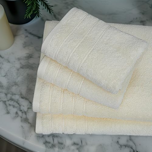 Tens Towels Pack of 8 Towels Set, 2 Extra Large Bath, 2 Hand, 4 Washcloths, 100% Cotton, Lighter Weight, Quicker to Dry, Super Absorbent, Perfect for Bathroom, Cream - color: Cream