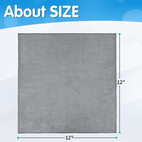 20 Pack Grey Microfiber Cleaning Cloth, Lint-Free Car Wash Towels, All-Purpose Absorbent Cleaning Rags for Housekeeping, Dust Cloth for Office, Mechanic, Automotive - color: Grey
