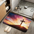 Cross Bathroom Rugs,Bath Mats for Bathroom, Sunset Low Pile Absorbent Bath Mat,Rubber Backing Non Slip Washable Thin Quick Dry Door Mat 17x29.5 Inch - color: Cross,sunset