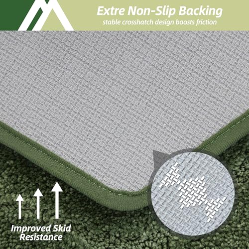COSY HOMEER Bathroom Rugs Mat 24”x70” Absorbent Non-Slip Bath Mat, Plush Shaggy Bathroom Runner, Machine Washable Large Soft Bath Mats for Bath Floor,Tub and Shower,Green - color: Green, size: 2' x 5'10" (Oval)